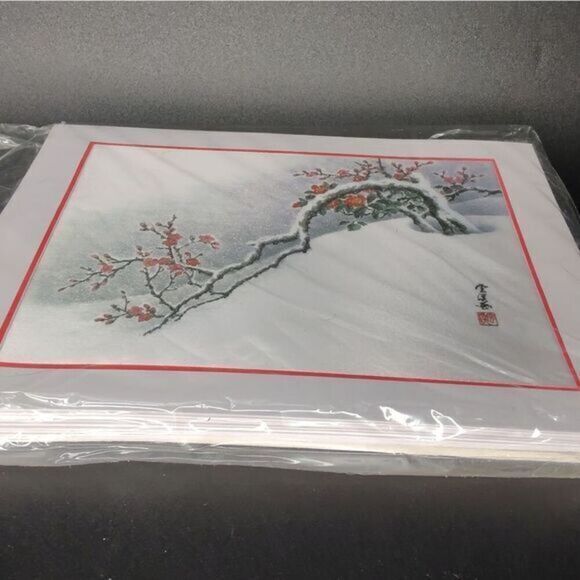 Xmas greeting cards, Asian design with cherry blossoms.‎ - Picture 6 of 6